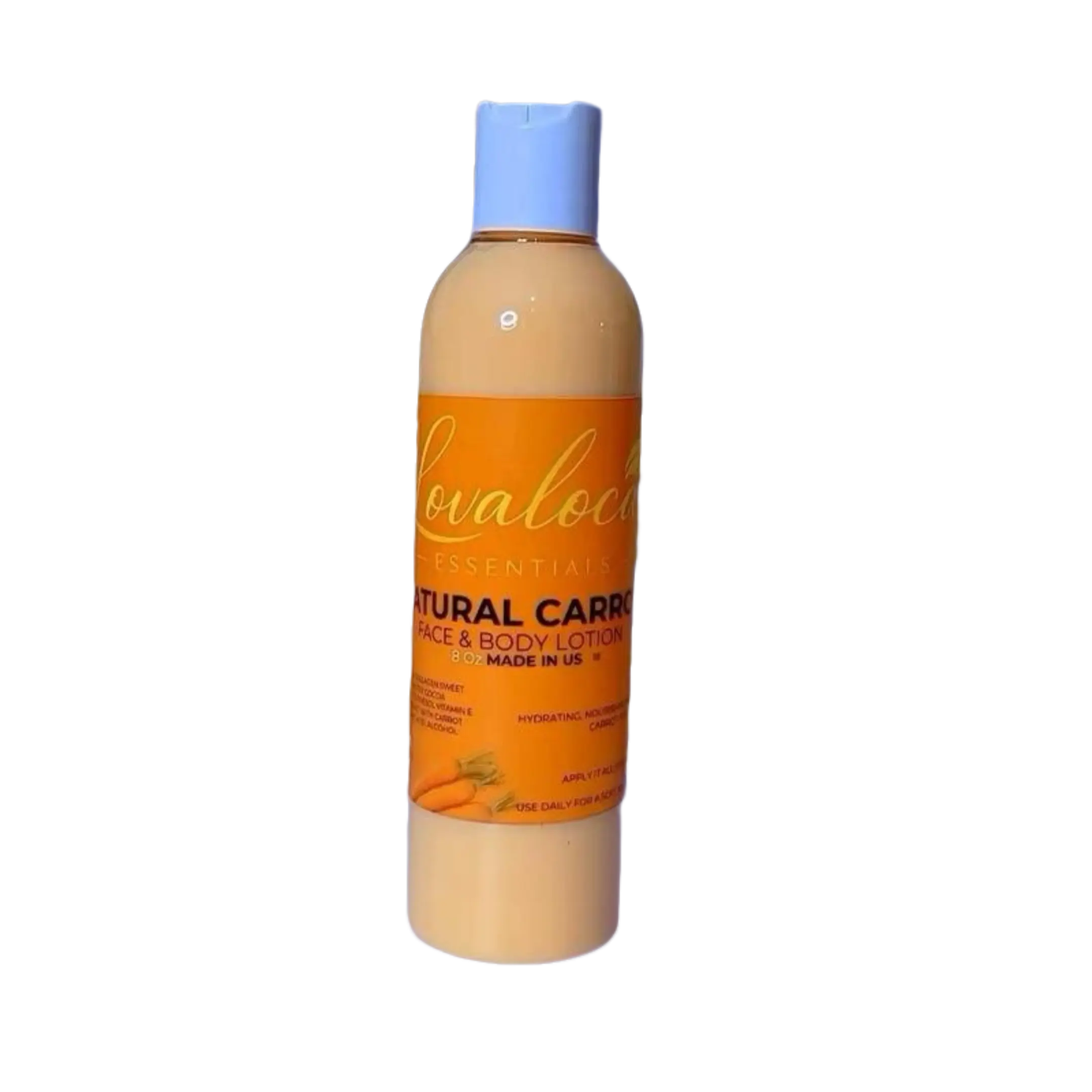 Lovaloc Essentials Natural Carrot Face & Body Lotion Hydrating Nourishing Formula for Daily Use Made in USA 8 oz