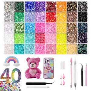 28/40 Colors Resin Jelly Rhinestones Kit, 3mm Flatback Rhinestones with Jewelry Tools, Bedazzler Kit with Rhinestones, All-in-One Bedazzling Kit for DIY Arts & Crafts Gifts