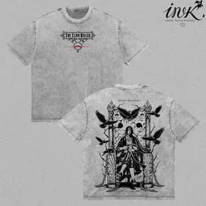 Itachi Vintage Washed Oversized T-Shirt – Anime Forbidden Eye Ninja Graphic Tee, Midnight Crow Moon Manga Art Shirt, Casual Streetwear Apparel, Unisex Top, Gift for Anime Fans