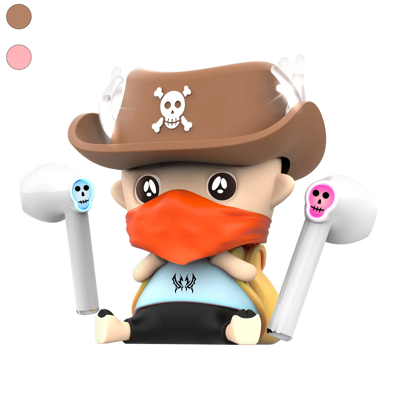 Long-Lasting Bluetooth-compatible Headphones for Sports & Travel, Cartoon Doll Style, Perfect Gift Choice, Non-Waterproof, Lithium Ion Batteries