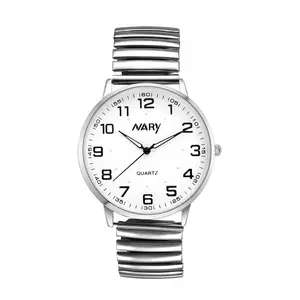 OIDEA Unisex Stretch Band Fashion Watch, Large Arabic Numeral Dial, Elastic Stainless Steel Bracelet, 3ATM Water Resistance, Easy On & Off, M Size, Basic Style for Business, Daily Settings, Events