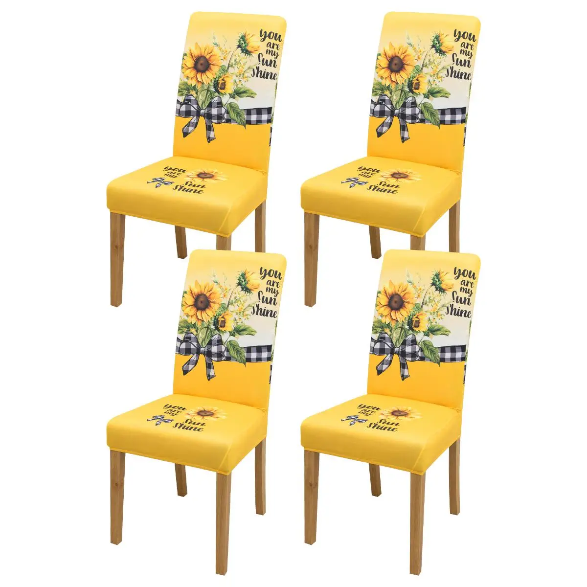 Sunflower Pattern Chair Covers Set, 4/6/10pcs Removable Washable Chair Slipcover, Dustproof Chair Protector for Home Living Room Hotel Restaurant