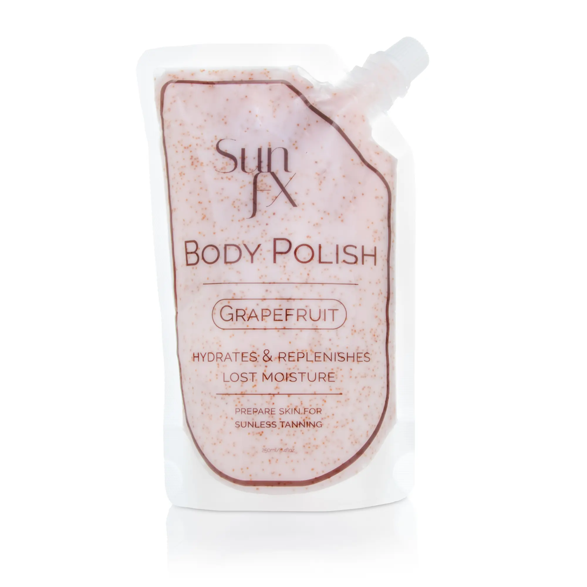 SunFX Grapefruit Body Polish Pre-Spray Tan Ultra Hydrating Exfoliating Nourishing Walnut Scrub for Smooth, Radiant Skin 250ml/8.4floz
