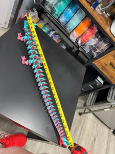 28-Inch 3D Printed Articulated Rainbow Flexi Dragon Sculpture, Artistic Dragon-Shaped Elevated Figurine, Made-to-Order Unique Home Decor Gift, Elevated Figurines