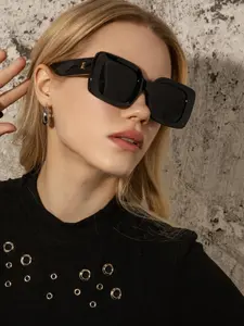 Women's Vintage Square Frame Sunglasses, Trendy Casual Sunglasses for Everyday Use, Fashion Accessories for Outdoor Activities