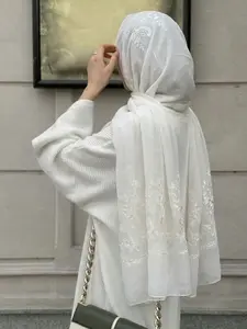 Women's Geometric Ditsy Floral Print Muslim Turban Headscarf, Breathable Modal Fabric Hijab Scarf for Evening Occasions Modern