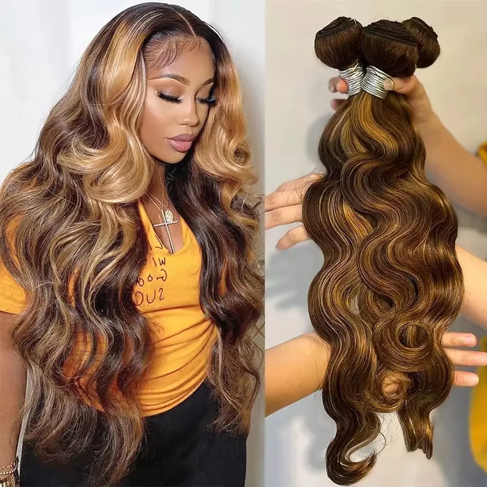 613 Bundles Human Hair with 4x4 Closure 24 26 28 Inch Blonde  display picture 1