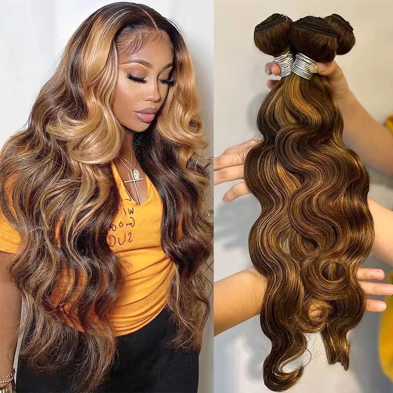 3/4 Bundles With Closure Body Wave Highlight Burgundy 99J Human Hair 4x4 Lace Front With 3 Bundles Brazilian Hair For Women