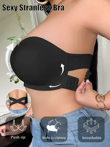 Women's Plus Size Wireless Strapless Bra, Elegant Breathable Bra, Soft Breathable Design, All-Day Support, Perfect Daily Wear, 1 Piece Pack