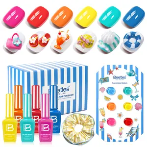 Beetles Neon Gel Nail Polish - Beetles Summer Voyage Sunstripe Summer Nails, 6 Colors Summer Gel Nail Polish Set, Soak Off UV LED Neon Nails, Long-Lasting Manicure Salon DIY for Holiday
