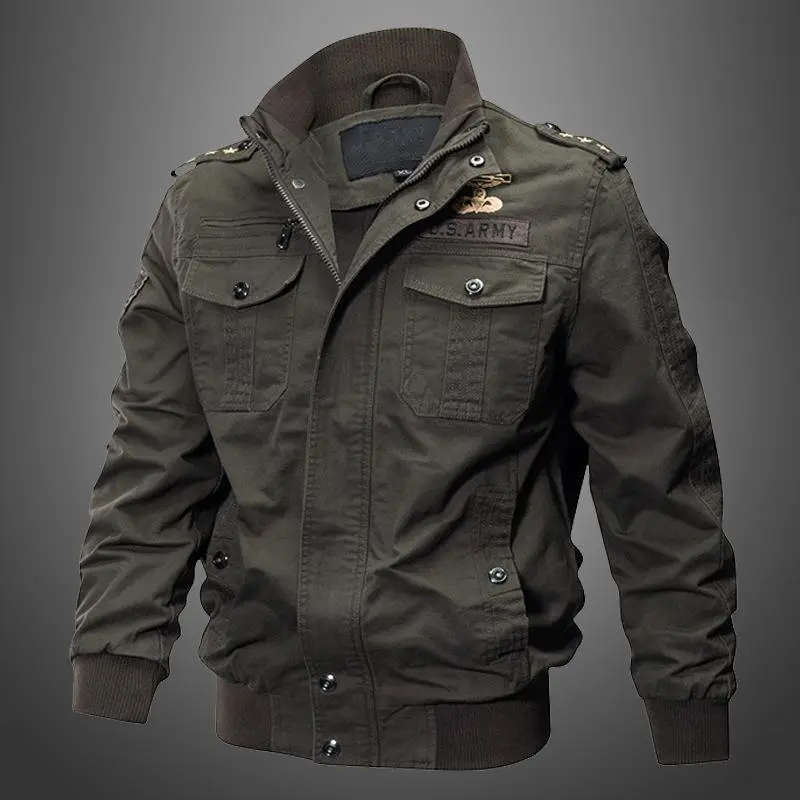 Autumn Winter New Men's Military Style Cotton Jacket with Fleece, Oversized Workwear Coat, Men's Fashion Menswear Tops