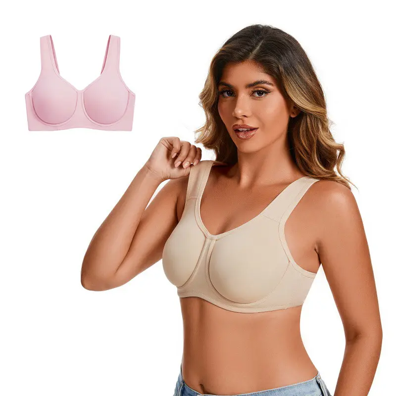 Women's Max Control Underwire Sports Bra High Impact Plus Size with Adjustable Straps Unlined Bra