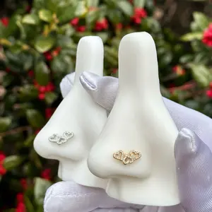 Stainless Steel Heart Nose Ring - 20G 7mm Long, Shaped Design, Suitable for Everyday Wear