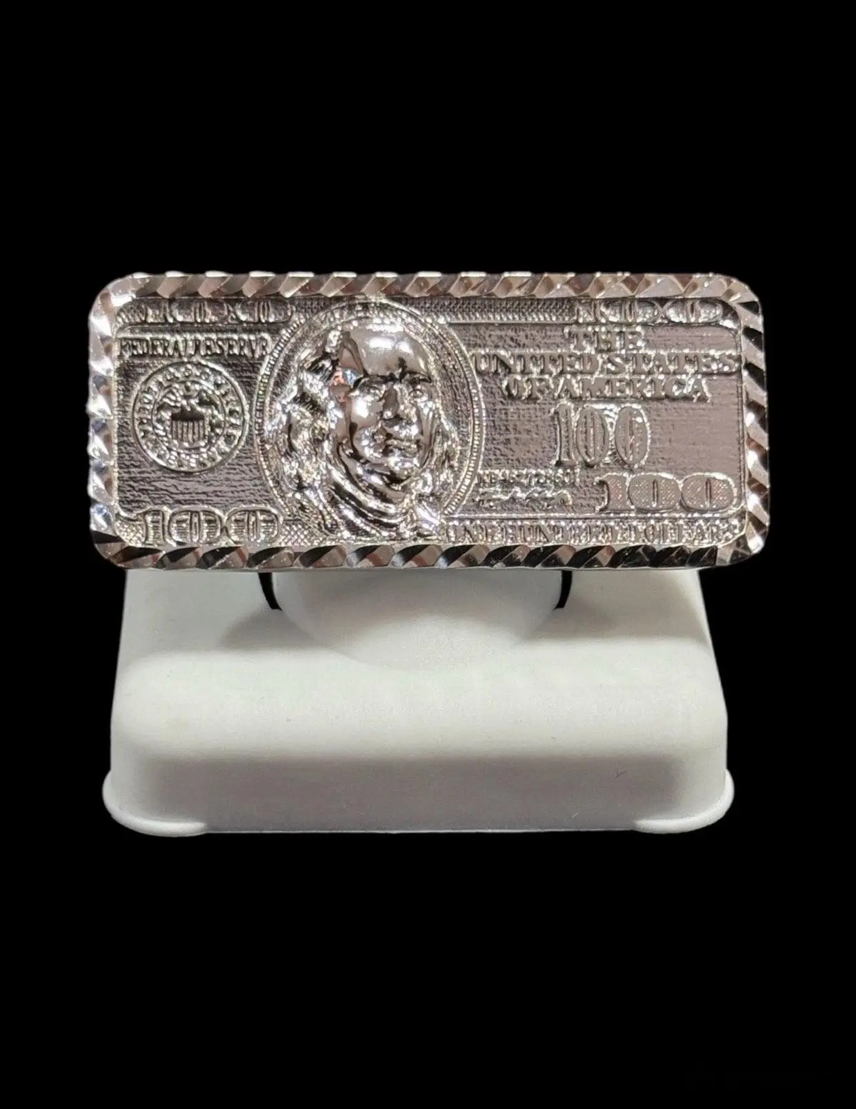 $100 Dollar Bill Ring Silver