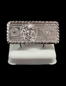 $100 Dollar Bill Ring Silver