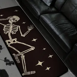 Premium Comfortable Cushion, Non-Slip Polyester Pad, Durable Living Room & Bedroom Mat, Halloween Skull Pattern Gift Decor