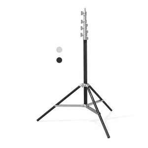 RAUBAY 10ft LT30 Light Stand – Regular Version (Black/Silver) with Air Cushion, Adjustable Photography Light Support with Bubble Level & Independent Leg, Studio Lighting Tripod for Softbox, Video & Photography
