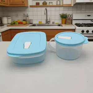Two-Piece Lunch Box Set, Bento Box with Dividers, Microwave Safe, Heat Resistant Handle, Easy to Clean, Food Grade Material