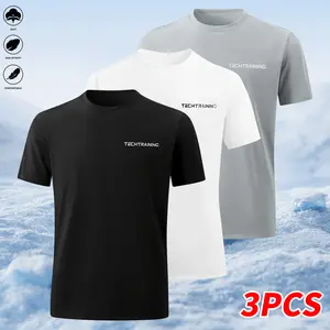 3-Pack Quick-Dry Breathable Men’s White T-Shirts – Crew Neck – Heavyweight Pure Cotton Short Sleeve, Lightweight Summer Sports Tops, Suitable for Gym and Training, Machine Washable, Casual, Comfortable and Versatile, Perfect for Everyday Outings
