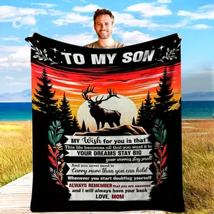 Cozy Flannel Personalized Deer Design Blanket For All Seasons, Inspirational Cabin Style Throw For Sons