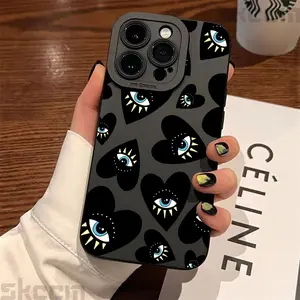 Lucky Eye Black Evil Eye Print TPU Cellphone Casing - Shockproof, Soft Protective Cover for iPhone 16,15,14,13,12,11 Pro Max,X,XS,XR,7,8 Plus - Stylish Tech Accessory for Device Protection