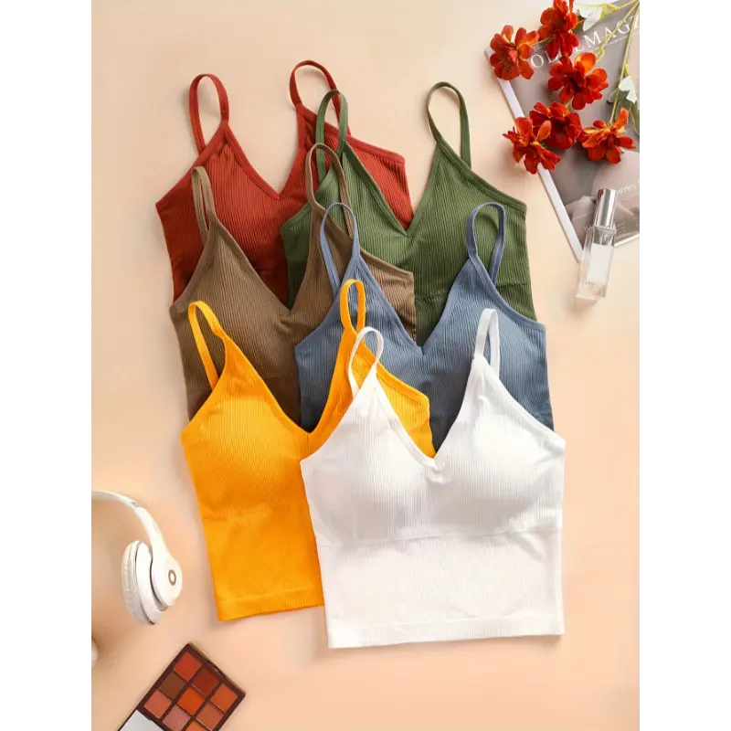 6-Pack Women's Casual Ribbed Knit Tank Tops, Stretchy Fitted Sleeveless Crop Tops, Multicolor Pack, Casual Fitted Sleeveless, Women's Fashion, Tops Women