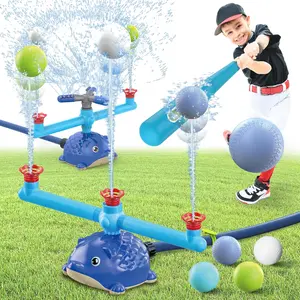 Water Sprinkler Baseball Toy, 5 in 1 Water Sprinkler for Kids Outdoor Play with 2 Sprinkler Heads, Hedgehog Baseball Sprinkler Toy, Summer Backyard Lawn Pool Party Fun