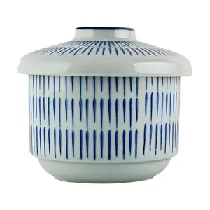 Golden Lion Japanese Chikusai Stew Pot for Bird's Nest & Custard, 200ml Ceramic Double Boiler Bowl, 9.2cm Diameter