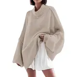 Imily Bela【Oversized】Womens Sweaters Mock Neck Batwing Long Sleeve Fall Trendy Ribbed Knit Casual Tunic Sweater
