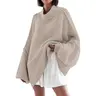 Imily Bela【Oversized】Womens Sweaters Mock Neck Batwing Long Sleeve Fall Trendy Ribbed Knit Casual Tunic Sweater