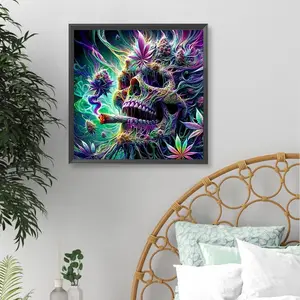 Unique DIY diamond skull kit for Christmas and Halloween. Gemstone art, decorated and crafted with diamonds, suitable for beginners and adults alike. Perfect for wall decoration and adding a splash of color to your life.
