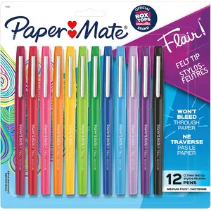 Paper Mate Flair Felt Tip Pens | Medium Point 0.7 Millimeter Marker Pens | School Supplies for Teachers & Students | Assorted Colors, 12 Count Newell Rubbermaid Office