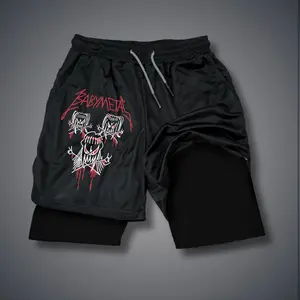Unisex Babymetal Band Sports Shorts – Double-Layer Athletic Shorts with Elastic Waistband, Comfortable Summer Streetwear - For Loose Fit, Choose One Size Up
