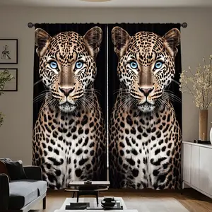 2-piece set, wild leopard print animal printed curtains - modern style, semi transparent pole bag design, privacy protection, suitable for bedroom, living room, balcony, office home decoration, room decoration.