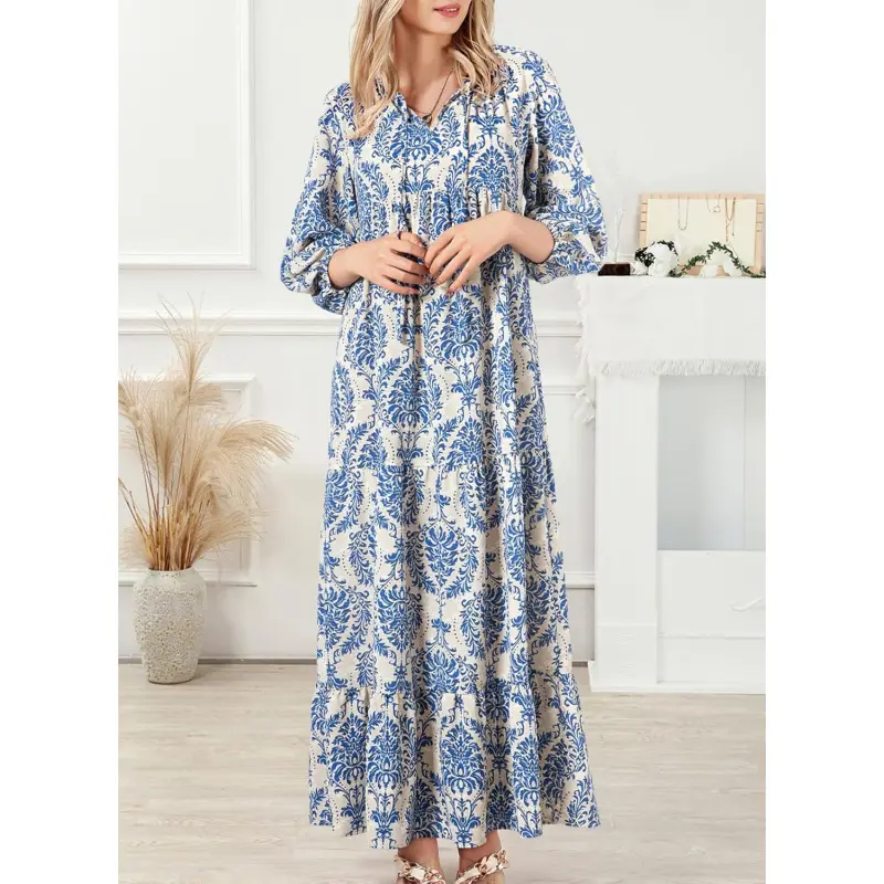 Women's Bohemian A-Line Maxi Dress 2026 - Lady's Boho Outfits Clothes, V-Neck, Long Puff-Half Sleeves, Smocked, Ruffled, Flowy, Printed - Casual Wear for Daily Use, Dates - TikTok Shop Women's Bohemian A-Line Maxi Dress 2026 - Lady's Boho Outfits Clothes, V-Neck, Long Puff-Half Sleeves, Smocked, Ruffled, Flowy, Printed - Casual Wear for Daily Use, Dates - TikTok Shop