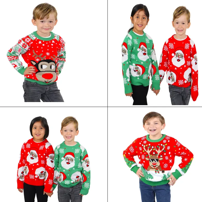 Socal Look Kids Christmas Sweater, Children's Acrylic Holiday Pullover for Boys & Girls