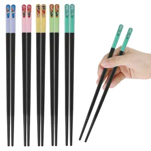 Chopsticks, 5 Pairs Premium Reusable Chopsticks for Sushi Japanese Style Anti-slip Chop Sticks, Lightweight Dishwasher Safe