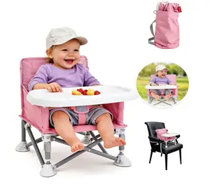 0-18 Months Portable Baby High Chair, Foldable Travel High Chair for Babies & Toddlers, Lightweight Feeding Chair with Tray & Safety Harness, Compact Dining Seat for Home & Travel