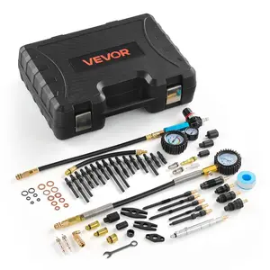 Summervibes VEVOR Engine Cylinder Compression Tester Kit, 0-700 PSI Pressure Gauge 0-100 PSI Leak Gauge, Automotive Leak Down Tester Kit with 4 Adapters, Pressure Check Leakage Rate Test on Cars, Motorcycles