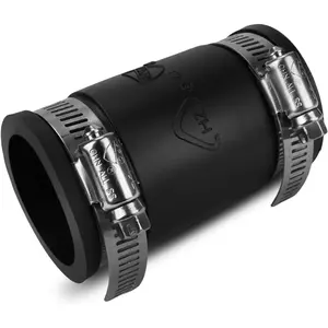 Flexible PVC Pipe Coupling with Rubber Hose Clamps for Flex Coupling 1-1/4 Inch Nominal Pipes Drain Repair, Dust Hose,Plumbing Connection,Cast Iron,Plastic Pipes Upgrade, PVC Condensate Pipe Coupler