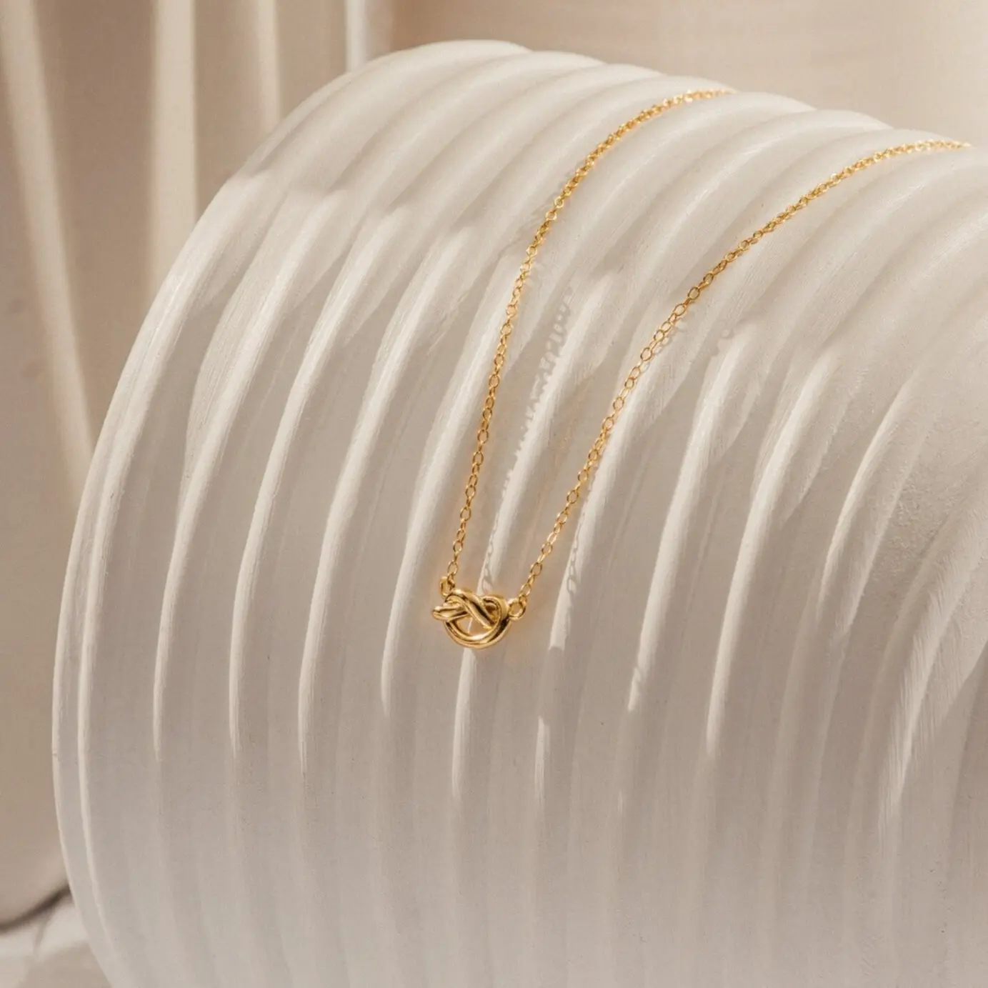 Love Knot Necklace by Caitlyn Minimalist - Dainty Gold Love Charm Necklace - Couples Jewelry - Anniversary Gift for Her