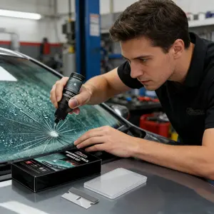 Car Glass Care Kit, Windshield Crack Scratch Repair Adhesive Liquid, Fix Small Scratches, Automotive Window Maintenance