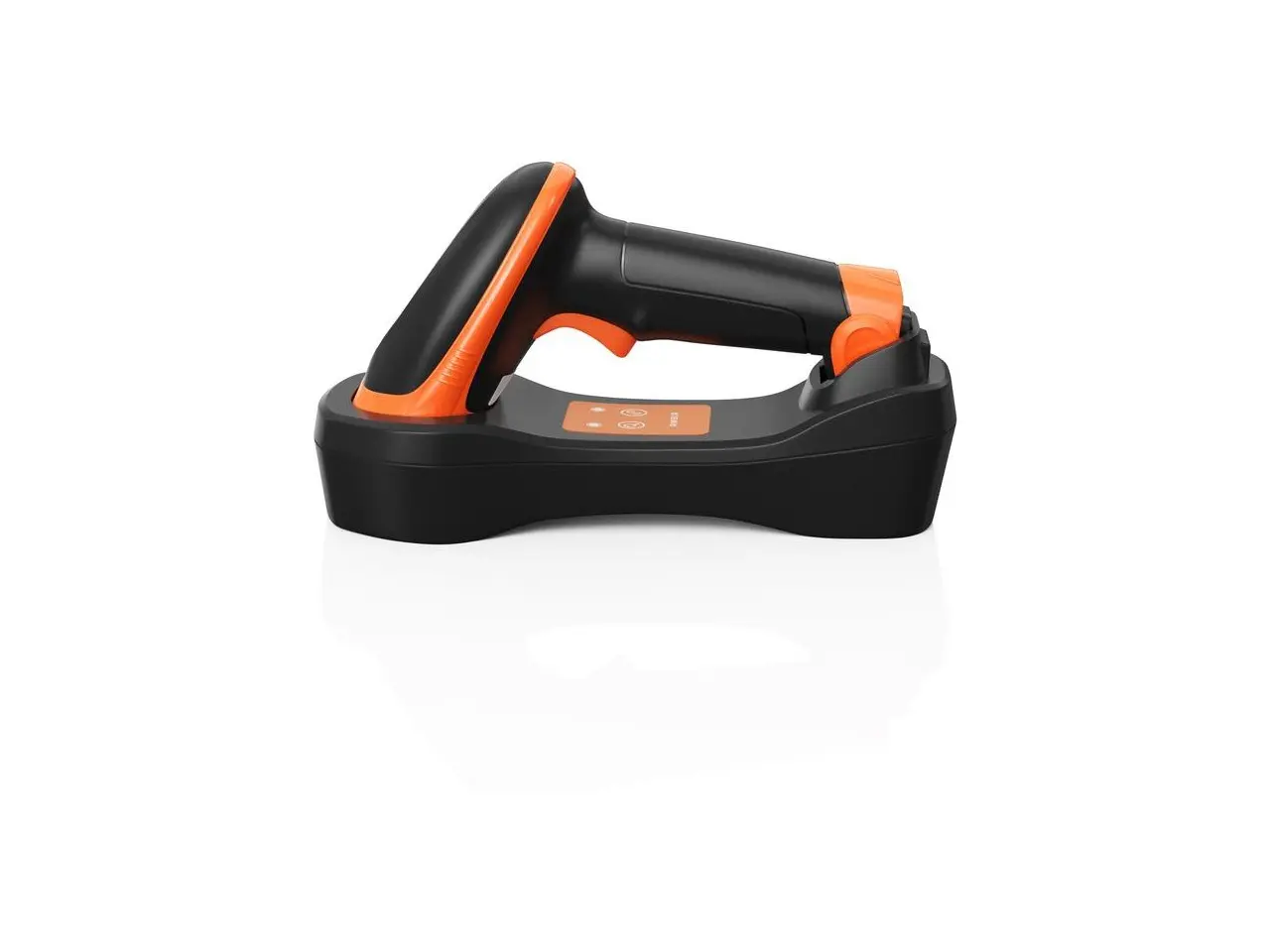 Ambir BR300 Wireless Barcode Scanner with 2.4Ghz USB Charging Station - Wireless Connectivity - 1D, 2D - Imager - USB - Black, Orange - IP52 - Outdoor - BR300-BL