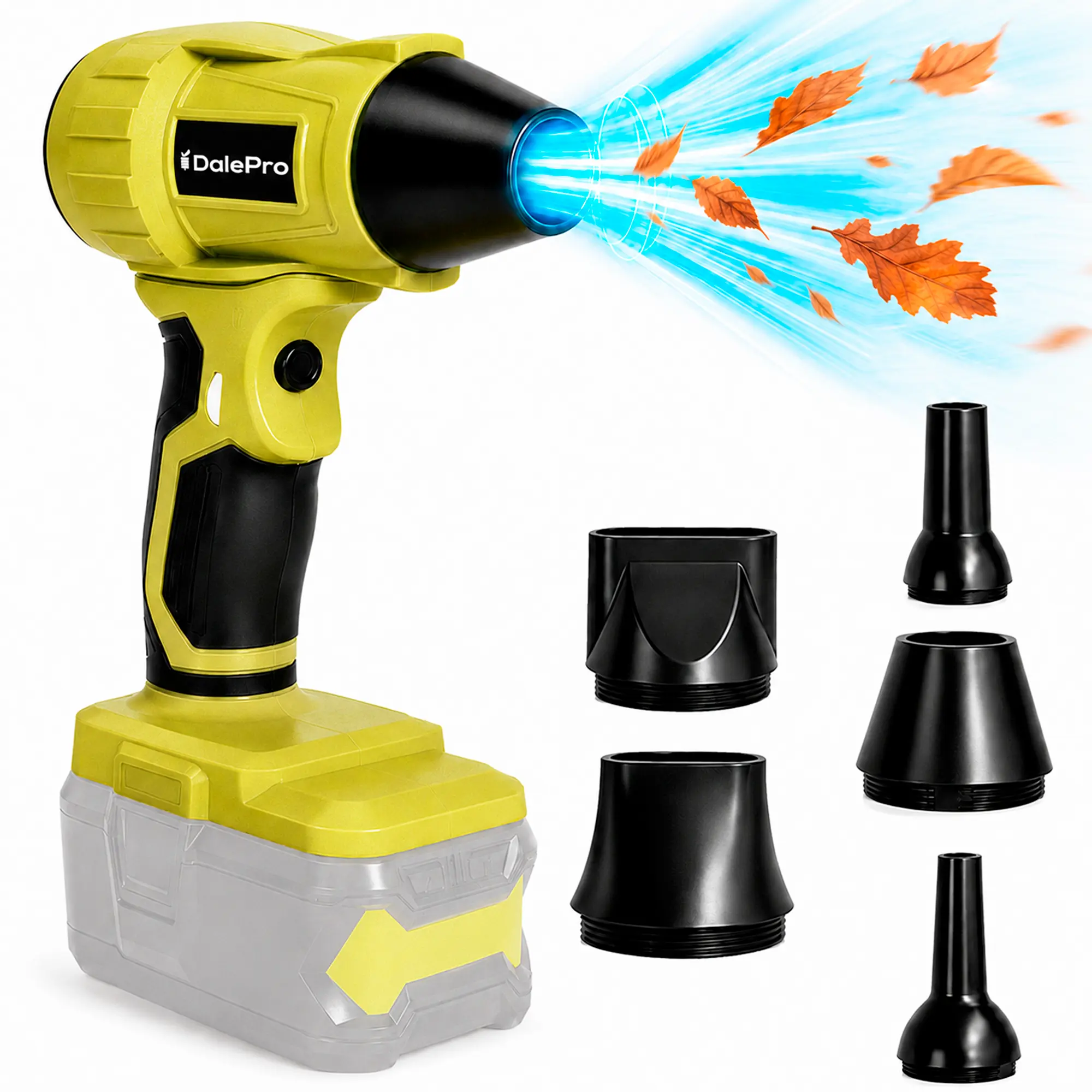 DALEPRO Cordless Brushless Leaf Blower for Ryobi 18V Battery, Lightweight Electric Handheld Mini Blower with 5 Attachments, Variable Speed for Leaves Removal (Battery Not Included)