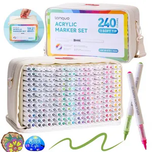 Acrylic Paint Marker Set, 24pcs/set Acrylic Paint Marker Pen with Storage Base, Art Supplies for Rock Painting, Ceramic, Wood, Canvas, Glass, Stone, Fabric, Acrylic Drawing Markers