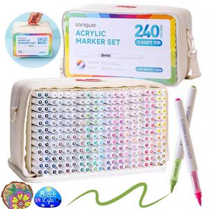 acrylic paint marker set, 24pcs/set acrylic paint marker pen with storage base, art supplies for rock painting, ceramic, wood, canvas, glass, stone, fabric