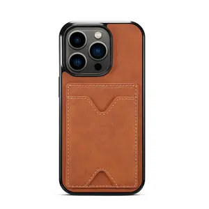 New 2026 Leather Phone Case for iPhone 14 Pro Max / 15 / 17 Air / 13 / 12 / Plus, Premium Card Holder Wallet Case with Stand, Card Slot Design, Full Shockproof Protection, Card Storage Case for Men