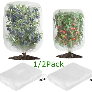 Zippered garden protective net, drawstring mesh cover design, outdoor mesh covering fabric, suitable for plants, balconies, terraces, and gardens, Reusable Plant Cover, Garden Supplies