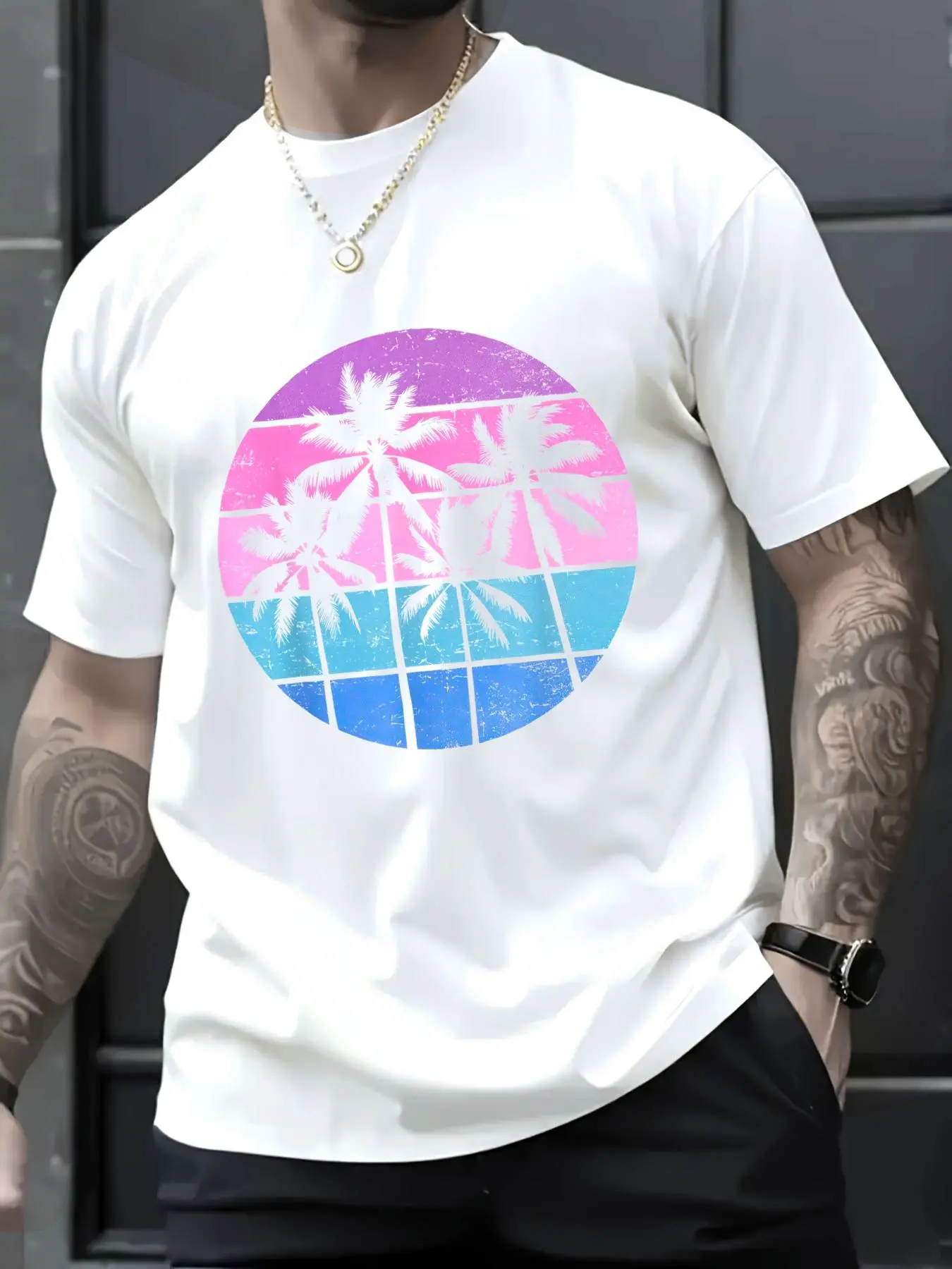 100% Cotton Hawaiian Beach Summer Tropical Vacation Women Men Palm Tree T-Shirt