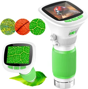 1000X Recordable Kids Microscope 200W Photo & Video 2.4"IPS Screen Illuminable Microscopes for Kid 3 4 5 6 7 8 9 10 11 Years Old Boys Girls Science Toys Kits Birthday Edu Gifts